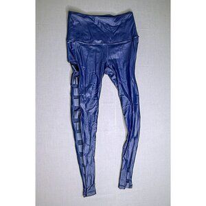 Victoria Sport Women’s XS Blue Sheer Leggings Vented Sides Drawstring Waist Acti